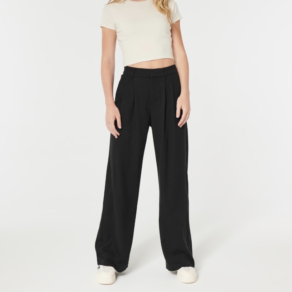 Hollister Wide-Leg Tailored Pants | Black